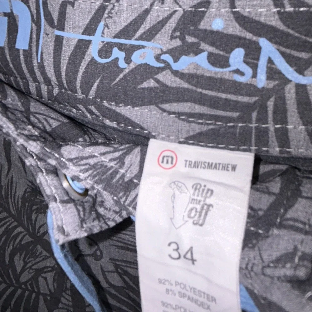 Travis Mathew Board Shorts Mens 34 Gray Floral Hawaiian Pockets 9
